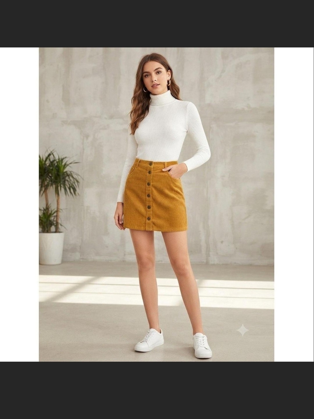 Madewell Mustard Button-Front Corduroy Mini Skirt